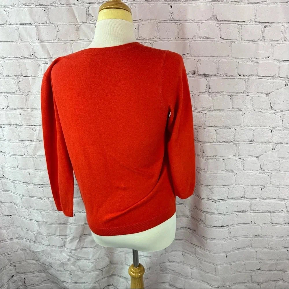 talbots prima cotton blend  orange/red cardigan sz small preppy business casual - Picture 3 of 8
